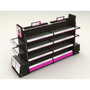 China Stainless Steel Cosmetic Display Shelves With Light Box Customized Shape supplier