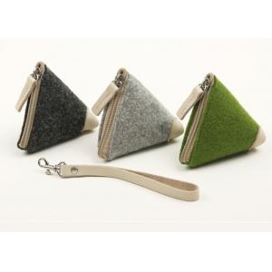 Zipper Type Triangle Handmade Felt Coin Bags 9*19 Cm Small Felt Bags