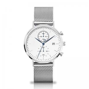 China Quartz Chronograph Silver Stainless Steel Watch With Interchangeable Mesh Band wholesale