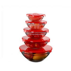 cheap good quality clear glass bowl with lid in stock