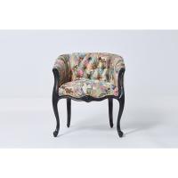 China Elegant black with grain Wood Frame Chair French Style Chair Crazy birds Fabric Antique Armchair Accent chair on sale