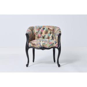 Elegant black with grain Wood Frame Chair French Style Chair Crazy birds Fabric Antique Armchair Accent chair