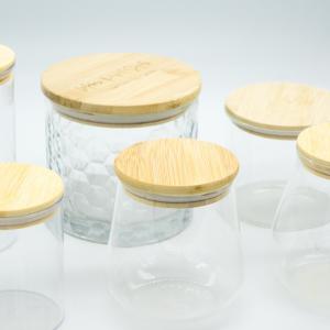 250ml - 1500ml Bamboo Lid Glass Container Storage Jars Eco Friendly