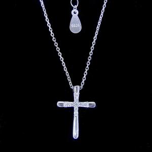 China Fashion S925 Sterling Silver Cross Necklace / Personality Infinity Cubic Zirconia Cross supplier