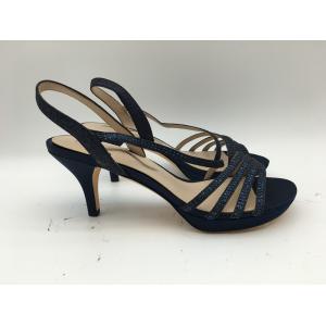 China Casual Ladies Soft Leather Sandals Navy 3cm Low Heel Open Toe Sandals supplier