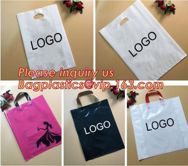 Las bolsas de plástico suaves biodegradables de la manija del lazo del ldpe con el logotipo modificado para requisitos particulares impreso, almidón de maíz hicieron el Sof biodegradable impreso