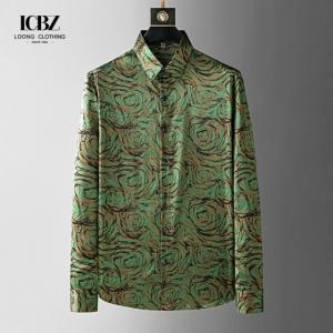 Autumn Casual Shirts For Men All Over Digital Print Floral Chain Viscose Long Sleeve