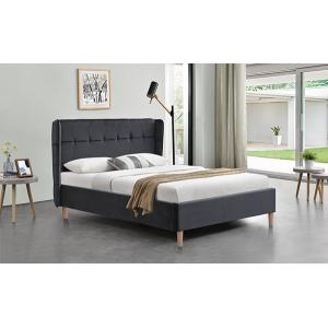 Velvet Grey  Lisbon Double Bed Bed Frame Medium Firmness OAK Plastic Legs