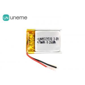 China 4.0g 70mAh 3.8V High Voltage Lithium Battery Rechargeable for Bluetooth 321518 wholesale