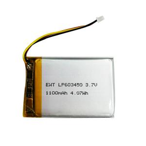 Black Lithium Polymer Battery Rechargeable 3.7v 1100mah Lipo Battery Pack