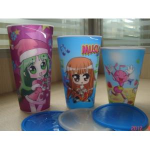 PLASTIC LENTICULAR 350 ml cartoon flip lenticular printing coffee 3d lenticular drink plastic cup with straw