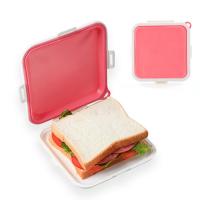 China Lunch Box Reusable Silicone Sandwich Box With Snap Lid Silicone Food Storage Container Bento Box on sale