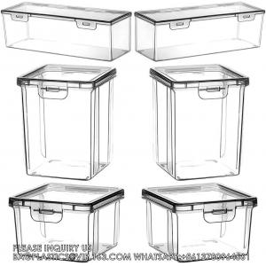 Plastic Storage Box Clear Stackable Storage Containers With Hinged Lids Small Empty Organizer Bins For Food Snacks
