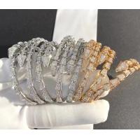 China Serpenti One Coil Slim 18K Gold Diamond Bracelet 2.86ct Elegant White Gold Band on sale