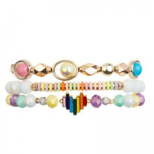 China Rainbow Heart Charm Handmade Beads Bracelet Colorful For Women Party supplier