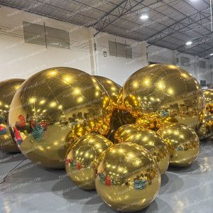 Large Hanging Gold PVC Mirror Sphere Balloon Disco Ball Inflatable Mirror Ball for Event Decoration