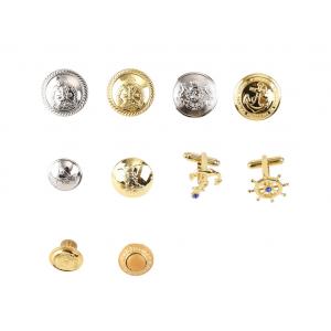 Decorative Sewing Gold 1" Military Metal Shank Buttons For Shirts Coat