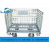 Zinc Finish Wire Mesh Cages With Foot Brakes / Castors Rigid Rolling Metal