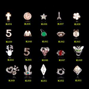 China Hot NEW Wholesale Alloy Jewelry 3D Nail Art Jewelry Nail rhinestones Sticker Supplier Number ML834-853 supplier