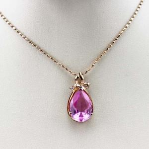 China Rose Gold Plated 925 Silver Pendant with 10mmx14mm Pink Cubic Zircon(PSJ0423) wholesale