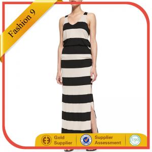 China Black and Almond Striped Maxi Dress supplier