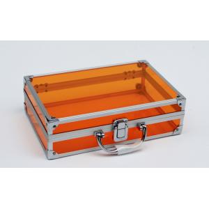 Acrylic Small Aluminum Hard Case With Empty Inside Orange 260 * 170 * 150mm