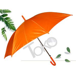 Straight Ladies Walking Umbrella 190T Polester Fabric Orange Color Flute Long Ribs