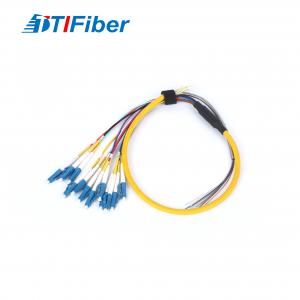 China 0.9mm 12core LC SM Fiber Optic Pigtail With Yellow Fiber Optic Cable supplier