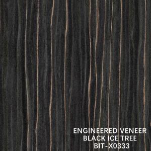 Decoration Engineered Ebony Wood Veneer X0333 Black Ice Tree Quarter Cut Straight Grain Length 2500-3100 MM Good Quality