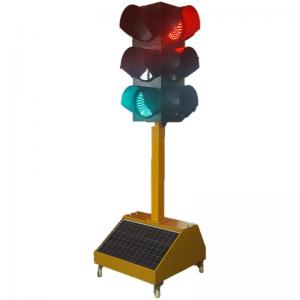 China Adjustable Height Solar 3-Aspect 4-Face Mobile Solar Power Traffic Light With Four Wheel supplier