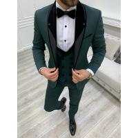 China Bergamo Green Mens Peak Lapel Tuxedo on sale