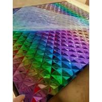 China Rainbow Color Stamped Diamond Stainless Steel Sheet Water Ripple Decoration Plate on sale