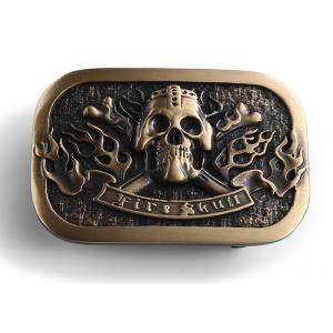 Skull Shape Design Metal Die Casting Brass Plating Zinc Alloy Belt Buckle