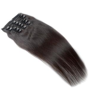 Natural Black Color Remy Clip In Hair Extensions 100% Virgin Hair With 6 Pieces