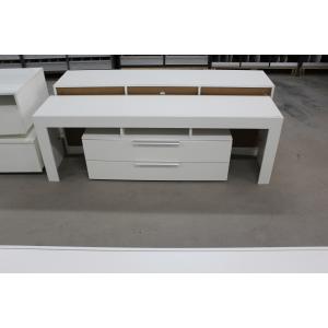 China Small Wood TV Stand With Drawers , Contemporary Style White Melamine TV Unit supplier