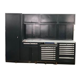 China 可動式大型新品ブラックガレージワークベンチ/ワークショップ用スチールコンビネーションツールキャビネット wholesale