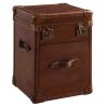 China Brown White Leather Retro Trunk Vintage With Lock Wood Nightstand With Fur wholesale
