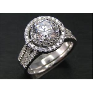 1.25 Ct Round Halo Wedding Ring Sets OEM for Engagement Prong Setting Type