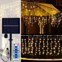 China 600 LM Waterproof Solar Powered String Lights 5V 500 Warm White Icicle Lights on sale