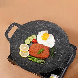Non Stick Cast Iron Camping Round Frying Pan Pre Seaoned For Outdoor And Kitchen
