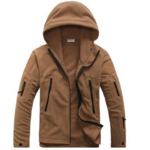Custom Winter Mens Polar Fleece Jacket With Hood 100% Polyester Windproof