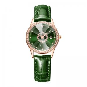 Ladies Diamond Studded Watches Leather Quartz Movement Diamond Encrusted Watch