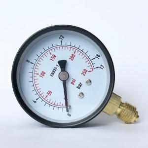 Painted Steel Case 250 Psi Pressure Gauge Brass Connection Lower Mount Glass Lens