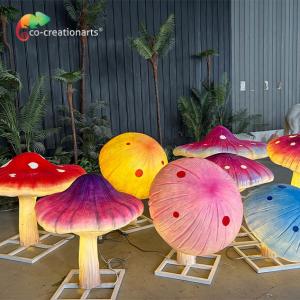 Waterproof Giant Size Fiberglass Animatronic Lighting Mushroom For Theme Park Decoration