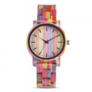 Waterproof Colorful Wooden Wrist Watch With PC21S Movement Handmade Draft