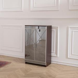 China 16 Pairs MDF Mirror Carved Shoe Cabinet 0.105m3 CBM With Double Door supplier