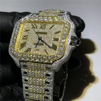 China OEM Bust Down Moissanite Watch Yellow Gold Bling Iced Out Watch Hand Setting on sale