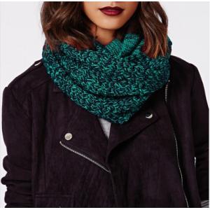 TEAL KNIT TEXTURED SNOOD SCARF