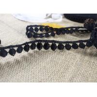 China Water Soluble Flat Ball Black Lace Trim By The Yard , Chemical Polyester Lace Ribbon on sale