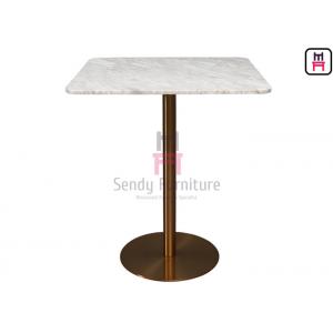 China Marmo Calacatta Marble Table With Brushed Gold Stainless Steel Base For Restaurant / Hotel supplier